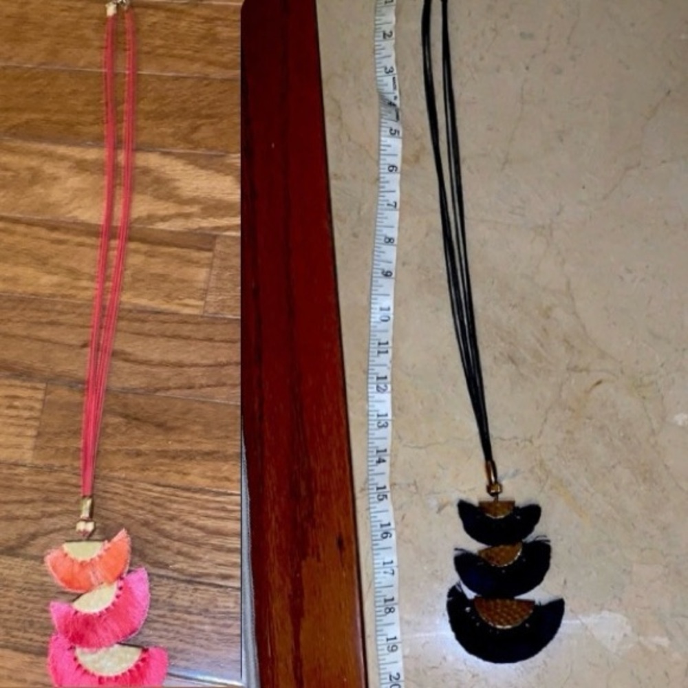 2 Mud Pie Necklaces - Elegant Blue Pendant Necklace and Pink Two Pack